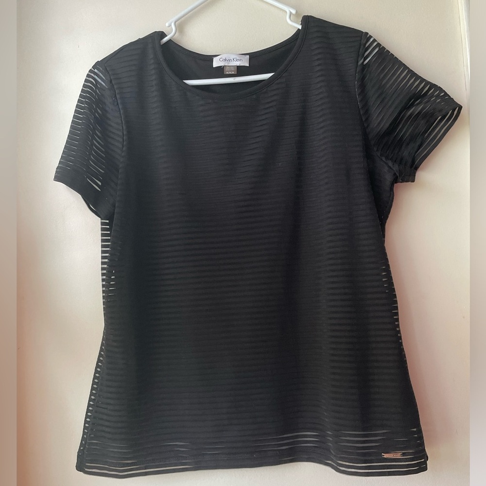 Calvin Klein Striped Mesh Lined Top
